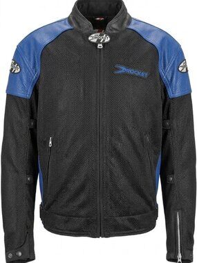 Joe Rocket Mesh Leather Motorcycle Jacket Mens L Blue/Black Armor Touring EUC